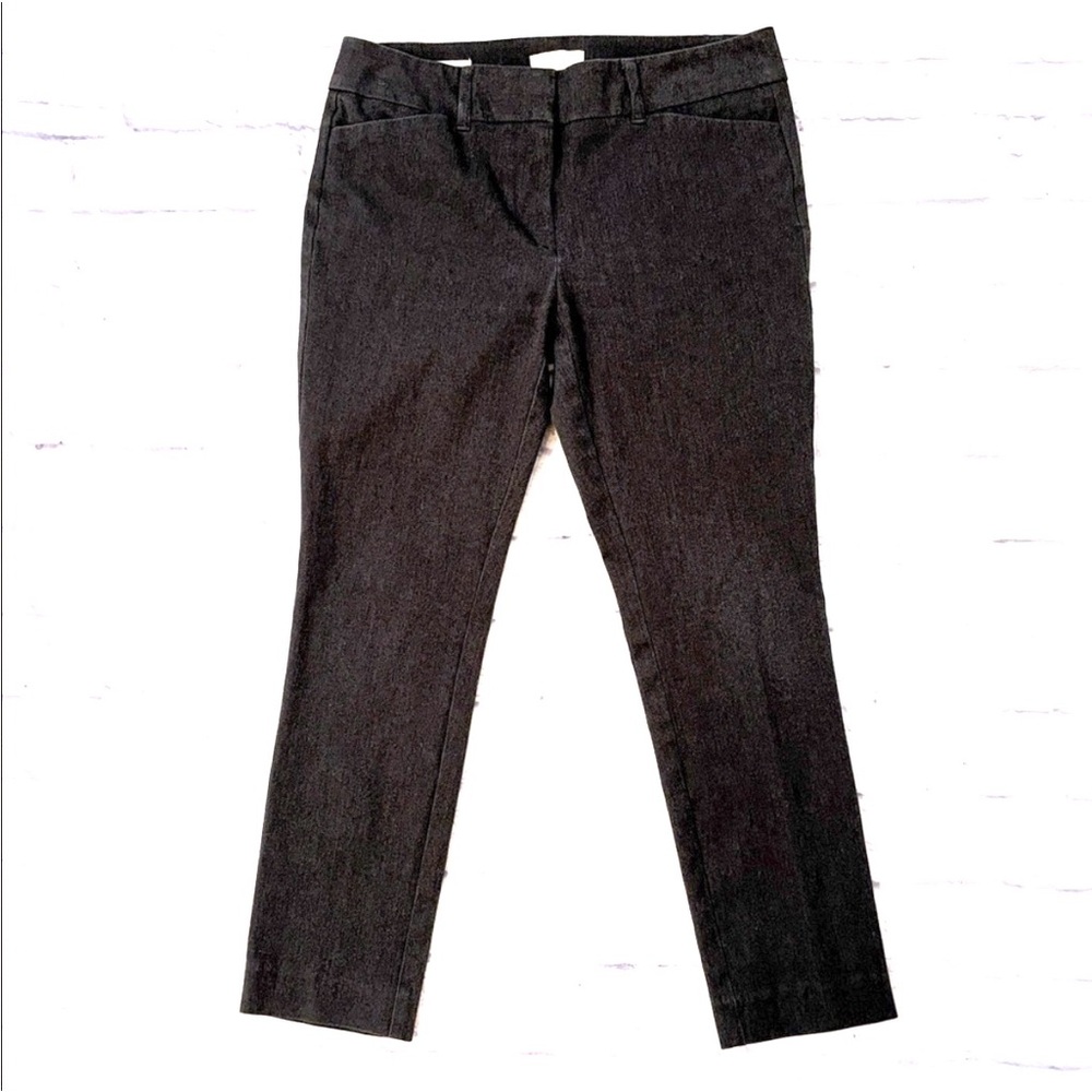 LOFT Skinny Ankle Pants Dark Gray Mid Rise Plain Front Dress Pants Size 6 Petite